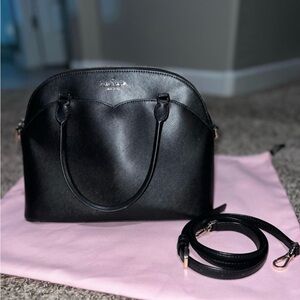 Kate Spade Black Leather Satchel Saffiano Leather Medium Dome Payton Crossbody.